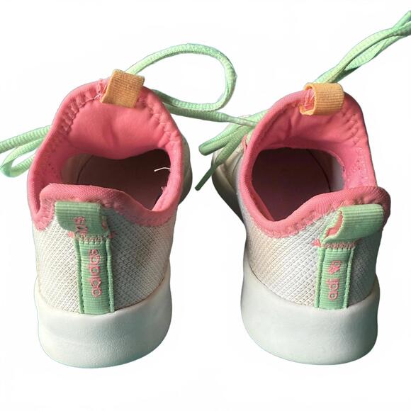 adidas Cloudfoam kids sneakers white mesh pastel lace-up size 11K - Picture 3 of 9